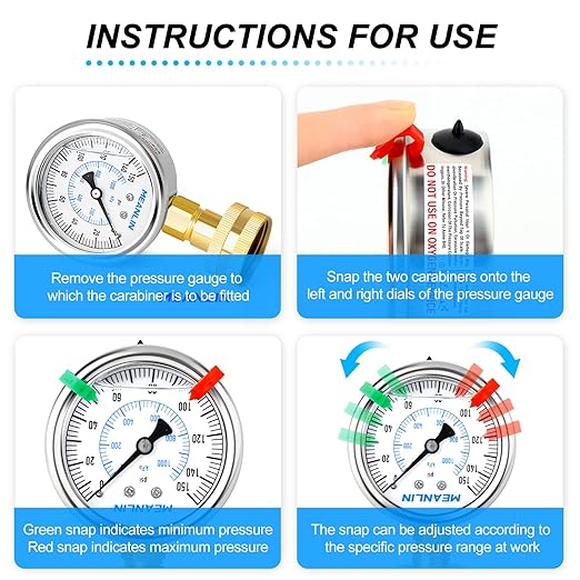 MEANLIN MEASURE 0~150Psi Stainless Steel Frame 3/4" Female 2.5" FACE DIAL Liquid Filled Pressure Gauge WOG Water Oil Air Water Pressure Test Table with Sealing Ring (with 2PCS Snaps)
