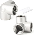 TAISHER 2PCS 304 Stainless Steel 3 Way Corner Pipe Fittings, 1/2" x 1/2" x 1/2" NPT Female Pipe Fittings