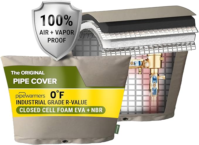 The Original Winter Pipe Insulation Cover (0˚F) - Extra-Thick EVA+NBR (UV-Coated) Insulated Backflow Preventer Freeze Protection, Pump Cover, Sprinkler/Well/Valve Head Cover - (36" W X 24" H)