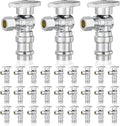 30-Pack GUOFIS Angle Stop Valve,1/2" Nominal Press Inlet x 3/8" OD Compression Outlet,1/4-Turn Shut-off Valve for Potable Water(Chrome Plated)(VALVE393-30Pack)
