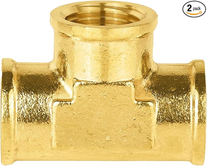 (Pack of 2) EFIELD 1/2" x 1/2" x 1/2" NPT Female Tee, Brass Pipe Fittings,(NPT102)