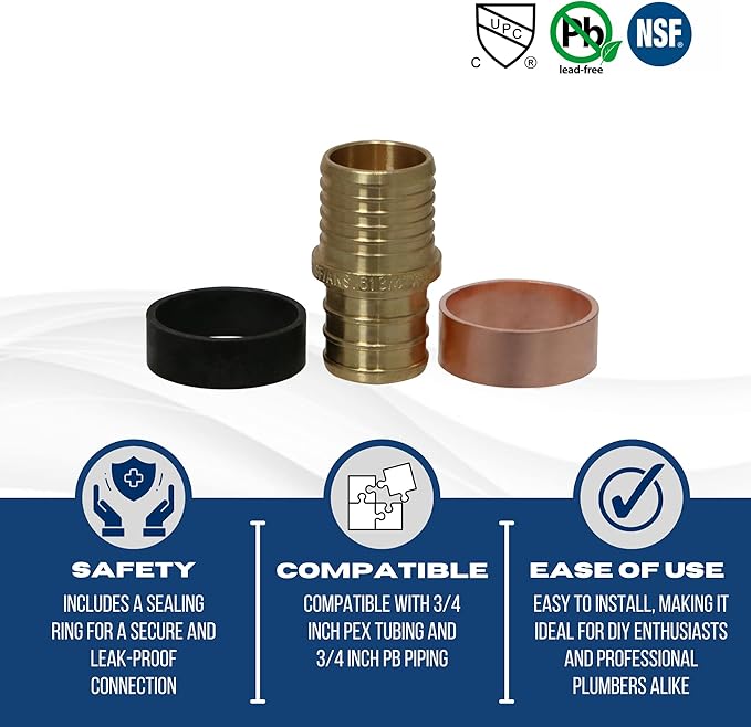 XFITTING 3/4 Inch Pex x 3/4 Inch PB (polybutylene) Slicing coupling with ring, Repair Kit, 30-2-2=5XX, 5 Pieces