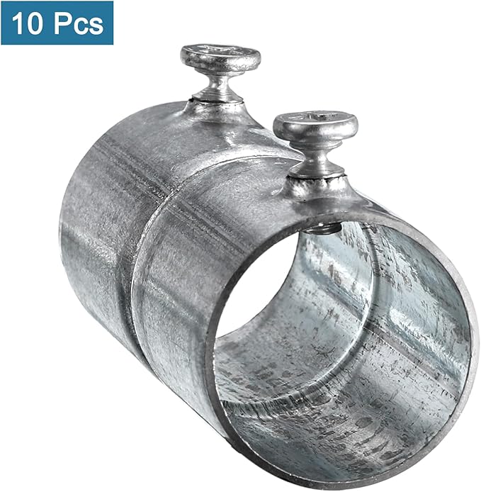 uxcell EMT Coupling, 22mm(7/8 inch) EMT Set Screw Coupling Conduit Fittings 57mm Length Electrical Conduit Pipe Connector 0.7mm Wall Thick, 10 Pack