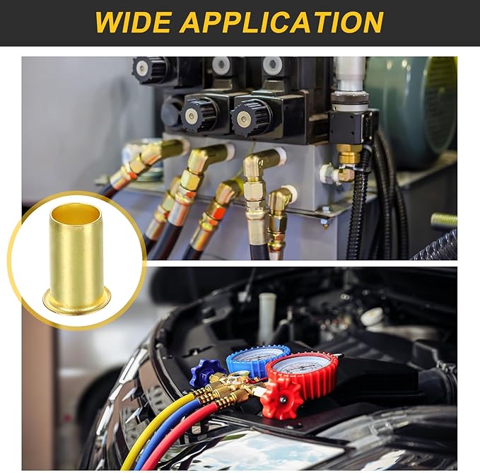 uxcell 5Pcs Fit for 9.5mm(3/8") Tube ID Brass Compression Fitting, Insert Tube Support Compression Sleeve Fitting, Sleeve Ferrules for Water Oil Air Pipe