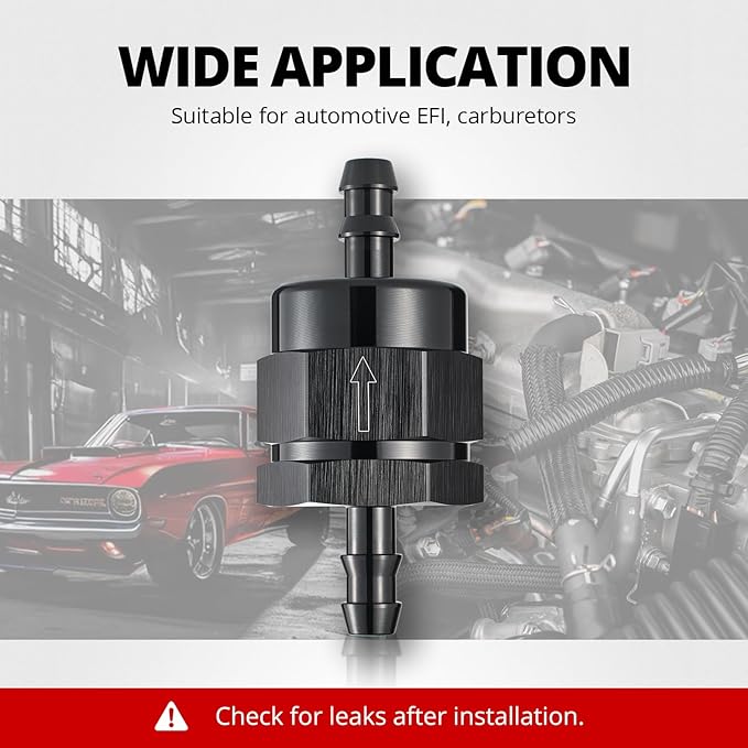 EVIL ENERGY 5/16" Check Valve, One Way Non-Return Valve Fitting Aluminum Black