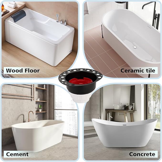 Freestanding Tub Drain Rough-in Kit, Bathtub Drain Kit with PVC Plastic Adapter and Brass Tail Pipes, Compatible with Freestanding Bathtub, Floor Mounted Bathtub and Copper Bathtub