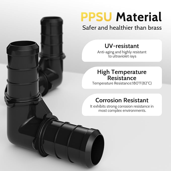 VINTEX 1/2" polyphenylene sulfide (PPSU) Pex Elbow Fitting Set,including 30 Pcs 90-degree Elbows.Suitable for Plumbing systems.No Lead material,1/2 Inch Pex Elbow,30 Pcs