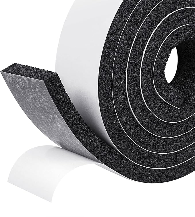 fowong Open Cell Foam Tape- 1 Roll, 2" W X 1/2" T X 6.5' L Weather Stripping Door Insulation Air Conditioner Seal Shock-Absorbing, Total 6.5 Feet