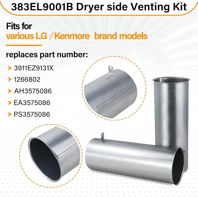 Upgraded 383EEL9001B Dryer Venting Kit Assembly Compatible with LG Kenmore Sears, Replaces 3911EZ9131X 1266802 AH3575086 EA3575086, AP4438852, PS2438605, EAP2438605, Adjustable