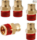 1/4 Brass Push to Connect Fittings 3/8" OD x 1/4" NPT Thread Male DOT Approved Air Brake Quick Connect Fittings Air Line Suspension Kit for Truck Trailers and Air System 5Pcs