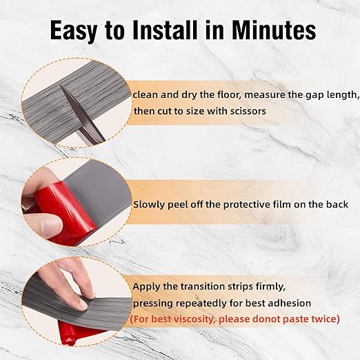 Floor Transition Strip Vinyl Self Adhesive Threshold Strip Carpet Edge Wood to Tile Laminate Flooring Gaps and Doorway Floor Cover Flat Divider Peel and Stick Trim (Gray Wood, 5cm, 6.6FT)