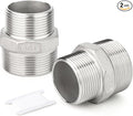 TAISHER 2PCS Cast 304 Stainless Steel Hex Nipple, Reducer Pipe Fitting 2" NPT Male x 1-1/2" NPT Male