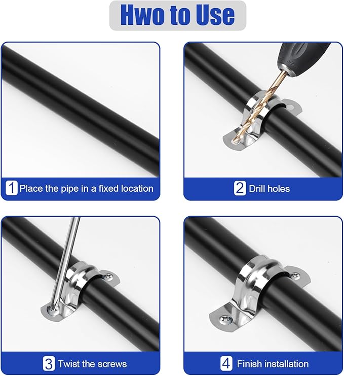 30Pcs 1-9/16 Inch Stainless Steel Conduit Clamps, 2 Hole Strap U Bracket Rigid Pipe Strap, Tension Clips U-Tube Clamp for Pipe Fixing on Various Surfaces