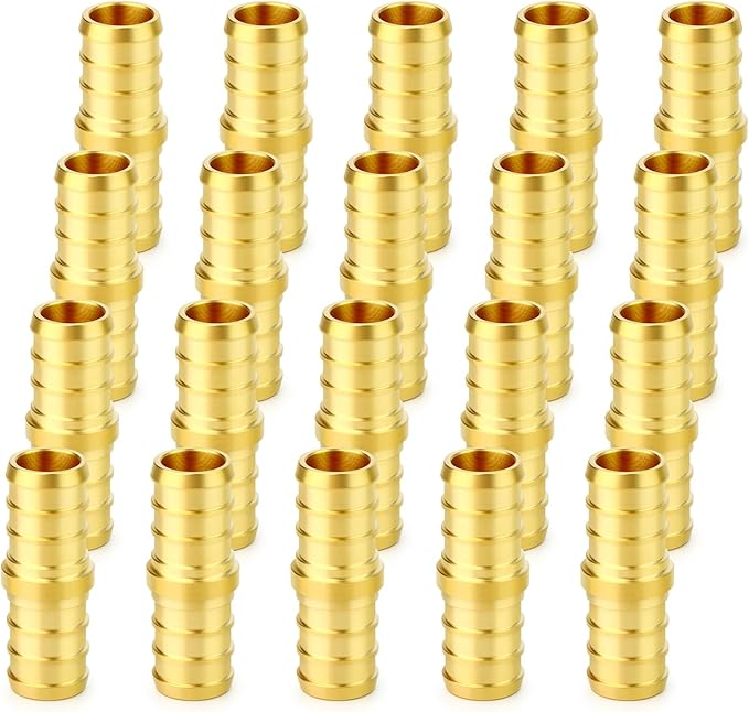 GASHER 20Pcs No Lead Brass 1/2" Pex Coupling, 1/2 Inch Pex Fittings for Pex Tubing