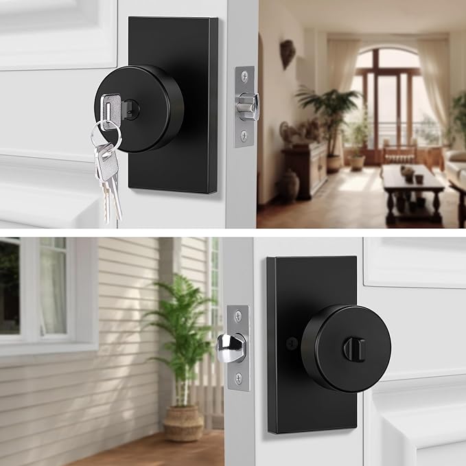 Adjustable Deadlatch Size 60/70mm 45°Turning Angle Square Hole 7.6mm Suitable for Keyed Entry Door Knob/Handle, Door Lock Replacement Parts with Door Strike Plate, Satin Nickel