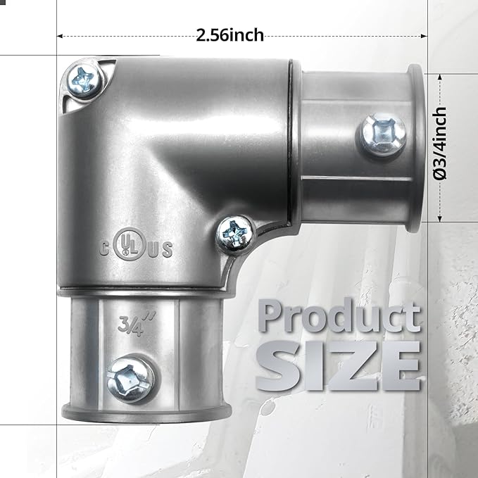 10 Pcs EMT Conduit Fittings Inside Corner Pull Elbow, EMT 90 Degree Metal Conduit Capped Corner Coupling, Combo Head Set Screw, Zinc Die Cast, Silver (3/4 Inch)