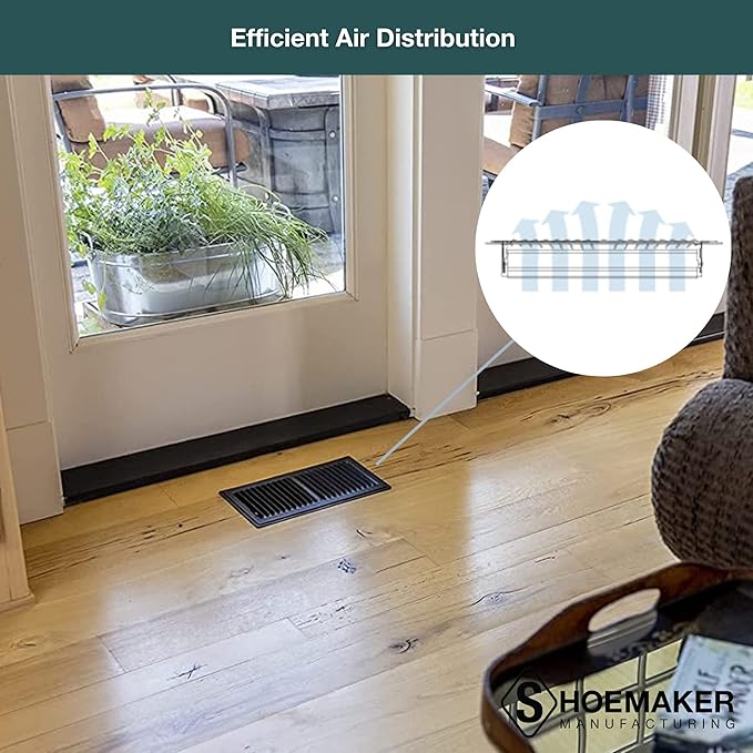 Shoemaker 4x10 Floor Register – Black Heavy Duty Metal Floor Vent Cover for Home Floors - Premium Forced Air Vent Covers
