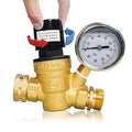 Hourleey RV Water Pressure Regulator, Adjustable Handle Brass Water Pressure Regulator, Water Pressure Reducer with Gauge and Inlet Screened Filter for RV Camper Travel Trailer