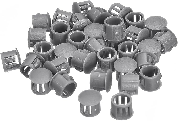 uxcell 11mm(7/16") Plastic Hole Plugs, 36Pcs Flush Type Panel Round Snap in Fastener Knockout Locking Plugs for Furniture Insert End Caps Panels, Grey