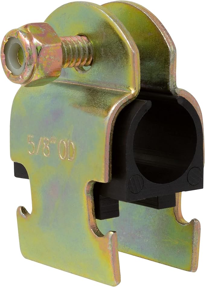 Rubber Cushion Strut Clamp 1/2" NOM (5/8" OD) for Mounting Copper Piping, PEX Pipe, CVPC Tubing to Strut Channels [5 Pack]