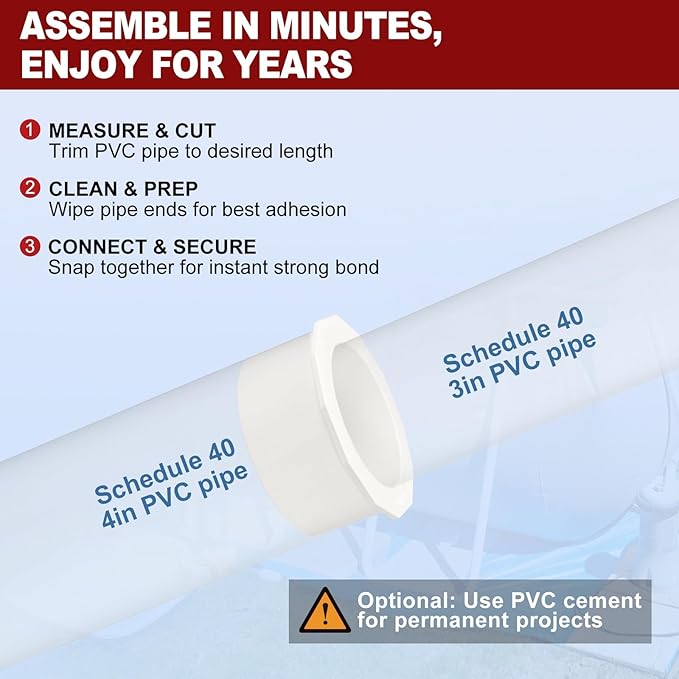 1Pcs 4" x 3" PVC Reducer Bushing Fitting, SCH40 (Socket x Socket) Furniture Grade PVC Pipe Fitting, Reducer Bush Adapter for Home Sewer Plumbing, Industrial, Pipe Connection, White