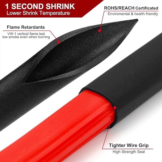 Chanzon 5/16" (8mm) 2:1 Ratio - Red Heat Shrink Tubing 80Ft Roll for Electrical Shrink Wrap 1pcs