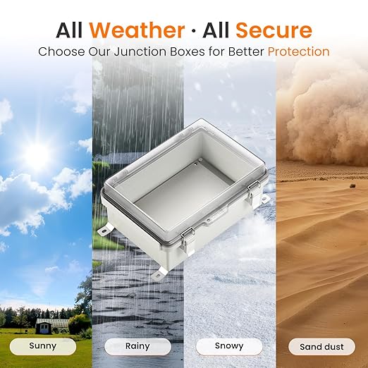 QILIPSU UL94-V0 Outdoor WiFi Enclosure 13.8"x9.9"x5.9" Waterproof Electrical Junction Box PC/ABS Alloy Plastic Clear Hinged Door IP66 Weatherproof for Project Solar Network Router Pump Control