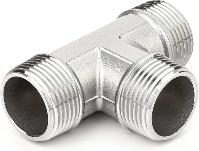TAISHER 2PCS 304 Stainless Steel Tee Pipe Fittings, 1" x 1" x 1" NPT Male Pipe Fittings