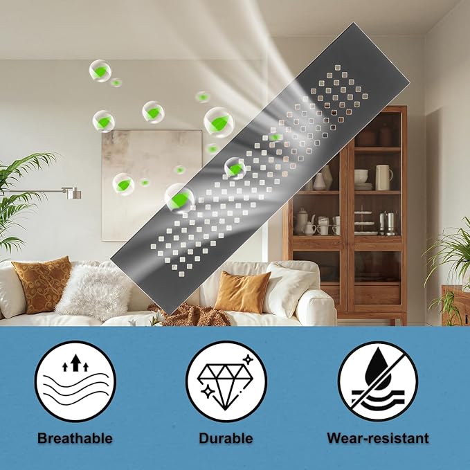 PATIKIL 8 x 2 Inch Door Air Vent Cover, 3 Pcs Aluminum Grille Ventilation Cover Louvered Diamond Hole with Mounting Screws for Cabinet Wardrobe Ceiling Door, Black