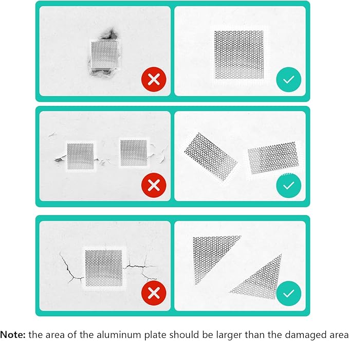 Drywall Repair Kit, 2/4/6/8/10Inch Drywall Patch Kit Self Adhesive Aluminum Plasterboard Wall Patches Quick Fix Plaster Wall with Scraper for Plaster Roof Drywall Crack Repair (13Pcs Kit)