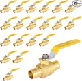 20 Pack Ball Valves, 1" Pex Crimp Shut Off Valve Yellow, Brass Full Port Pex B Shut Off Ball Valve for Hot and Cold Water, NSF/ANSI 61 Certified
