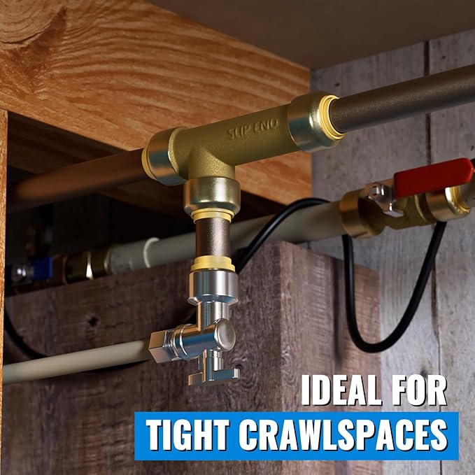 SUNGATOR 6-Pack Angle Stop Valve, Angle Water Shut Off Valve 1/2 x 1/4 Inch Compression, Toilet Water Shutoff, 1/4 Turn, No Lead Brass Push to Connect Plumbing Fitting, Pushfit, PEX Pipe, Copper, CPVC