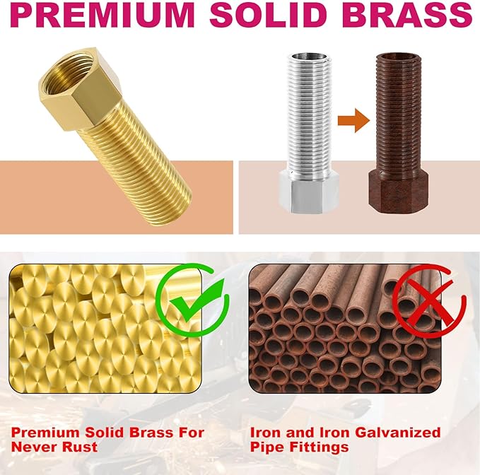 Extension Brass Fittings 1/2" NPT Male Threaded Pipe Hex Bushing Adapter Converter Adapter, Female to 1/2" Copper Pipe Extension Connector Fittings Female Length 100 mm (3pcs)