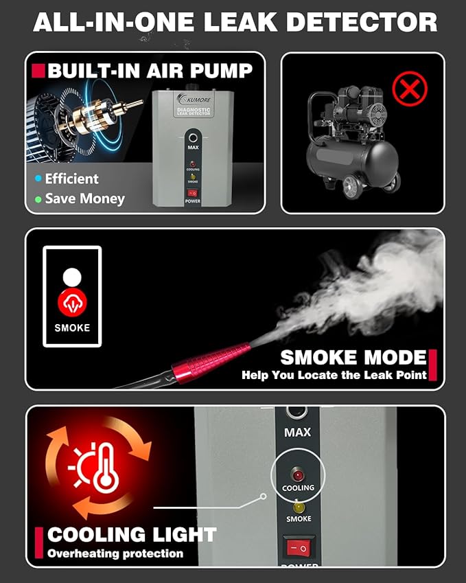 DC12V Smoke Machine Automotive Leak Detector Smoke Test for Vacuum Pipe Leaks with Built-in Air Pump