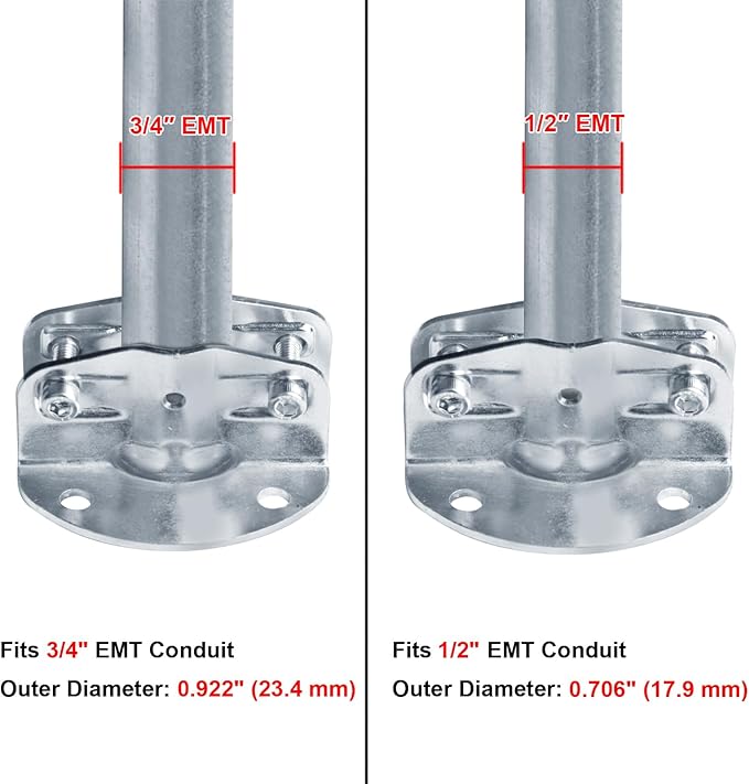 8 Sets Floor Flange Pipe Connector for 3/4" EMT Conduit, Also Fits 1/2" EMT, Structural Pipe Fitting