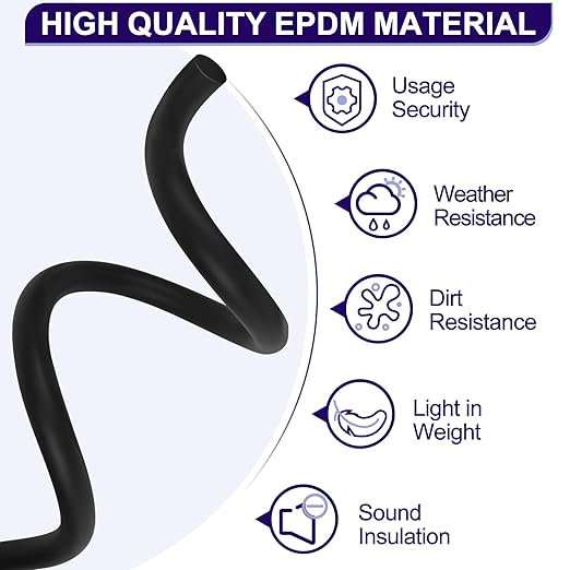 ToLanbbt Backer Rod EPDM Rubber 1/4" Diameter x 20' Length Caulk Saver Door Window Weather Stripping Seal for Concrete Filling Joints and Gaps (Black)