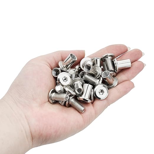 50Pcs M8x15mm Silver Furniture Bolts Barrel Nut & Bolt Set - Ideal for Industrial Machinery Repairs Offering Exceptional Strength(50, M8x15mm)