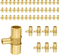 50-Pack PEX Fittings Niikappu 1"x1"x1/2" Pex Tee, Brass Crimp Pipe Fittings for PEX Pipes, ASTM F1807