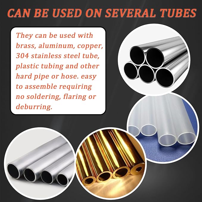 46PCS Brass Compression Tube Fitting Assortment kit- 1/8", 3/16", 1/4", 5/16", 3/8" OD Compression Fittings, Compression Sleeves Ferrules &Compression Union Connector
