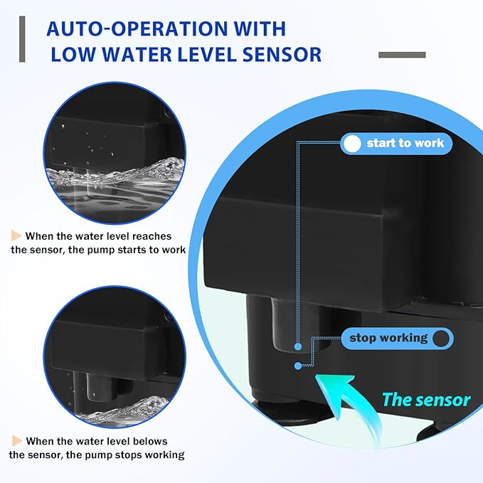 Small Pump With Level Sensor 110V Mini Condensate Pump Automatic Submersible Water Pump For Dehumidifier,Air Conditioner,HVAC,Ice Maker, Furnace,Air Cooler,PM03