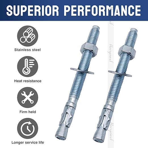 3/8" x 4-1/2" Wedge Anchor, for Cement and Concrete only, zinc-Plated Carbon Steel Screws and lag Bolts （ 10 pcs