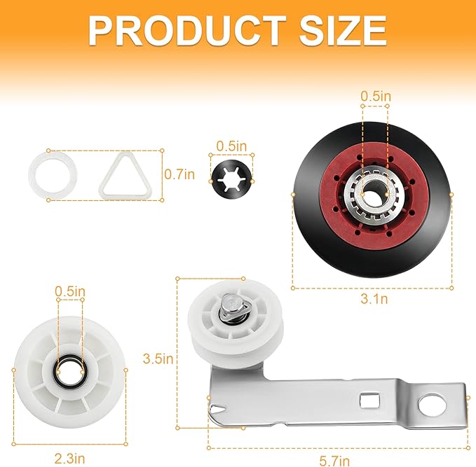 [Newest] 4392067 Dryer Repair Kit and W10837240 Dryer Idler Pulley for Maytag Bravos Whirlpool Duet Kenmore Elite Dryers,with WPW10314173 Drum Roller&661570V Belt&279640 Idler Pulley by TOMOON