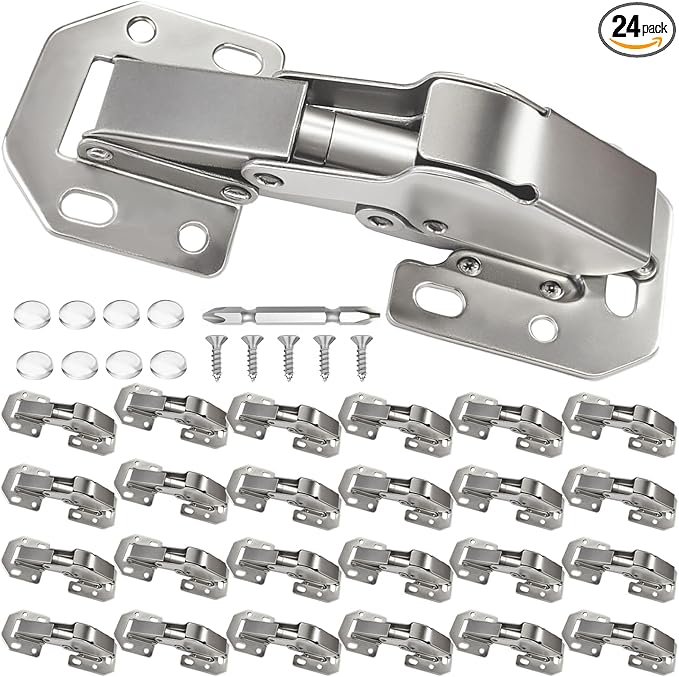 BESTEEL 24 Pack Hidden Hinges Soft Close Surface Mount Kitchen Cabinet Hinges, Concealed Cabinet Hinges for Cabinet Doors Frameless,No Pre-drilled for Kitchen Cupboard, Surface Mount Hinges