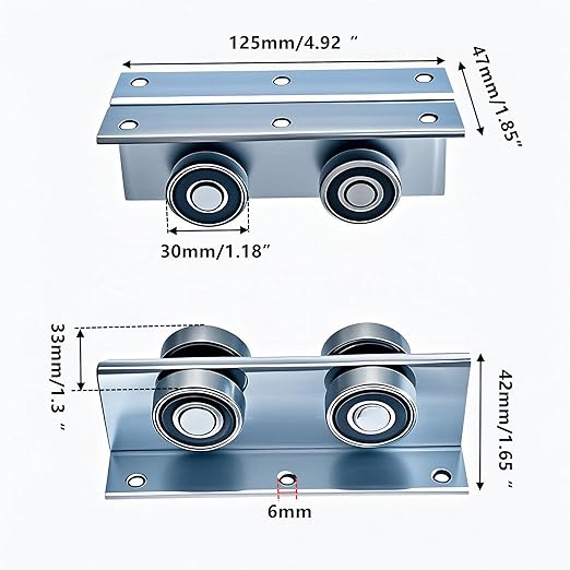 4 Wheel Heavy Duty Trolley Assembly Roller for Barn Doors or Shed Sliding Doors, Compatible with 1-5/8" Wide or All 1-5/8" or Taller Strut Channel (4 Packs)