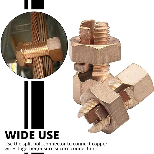 10PCS High-Strength Brass Split Bolt Connectors,TJ-16(6AWG-8AWG) Grounding Clamps for Secure Bonding to Bare Wires (Electrical,Grounding Applications)