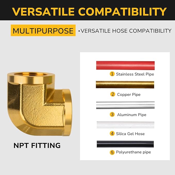 3/4" × 3/4" NPT Female 90 Degree Elbow, Brass Pipe Fitting, Street Elbow for Gas, Air, Oil, Propane, 1200 PSI (1 Pack)