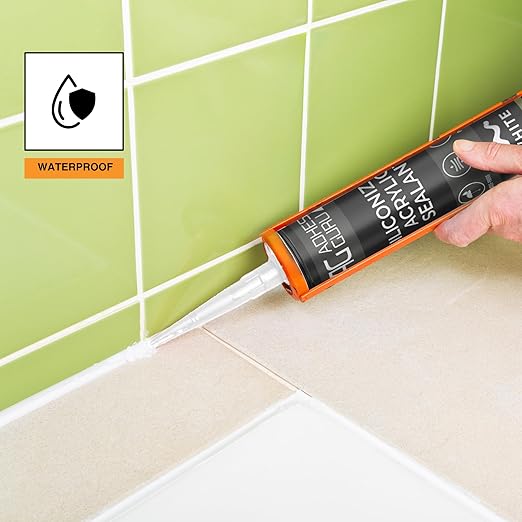 Adhesive Guru AG530 Siliconized Acrylic Sealant (24x10.5 fl oz), Waterproof Paintable Caulk for Bathtubs, Windows, Showers, Indoor Outdoor Caulking Weatherproof, White - 24 Pack