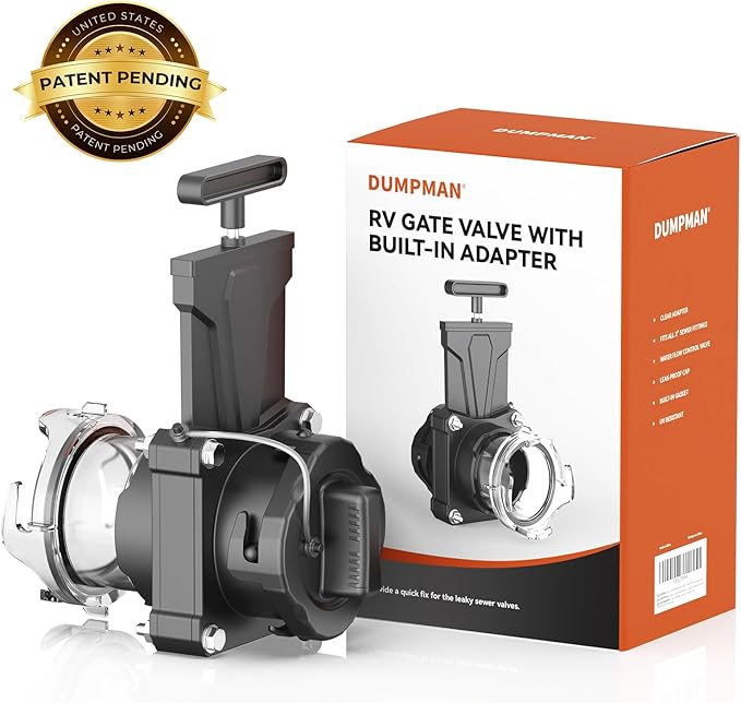 DUMPMAN RV Sewer Gate Valve, Shut Off Valve with Leak-proof Cap, Twist-on Sewer Hose Valve, Fit for 3" Drain Pipe