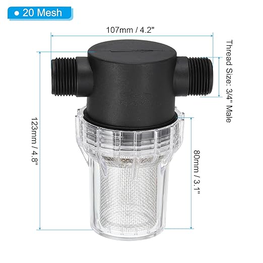 PATIKIL 1 Inch Male in-Line Strainer with 20 Mesh Stainless Steel Filter Screen Water Pump Filter for Garden Irrigation Pressure Washer Inlet