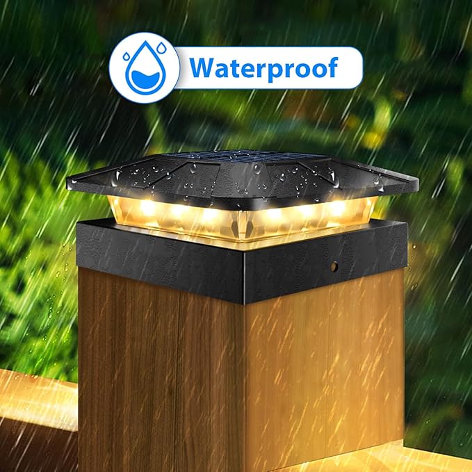 Peasur 4x4 Solar Post Cap Lights Outdoor with 3 Modes, 16 Packs Fence Light Solar Powered Waterproof for Wood/Vinyl Posts for Deck Yard Garden Patio Outside